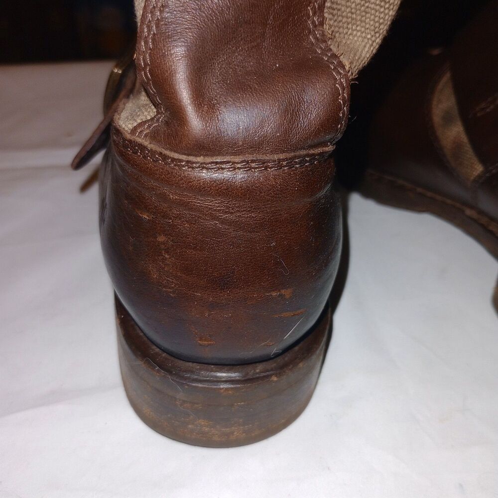 Frye Veronica Canvas Short Boots Women’s Size 10B Brown Leather Western Cowgirl - Picture 5 of 8